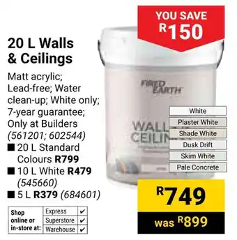 Builders Warehouse Fired Earth Walls & Ceilings offer