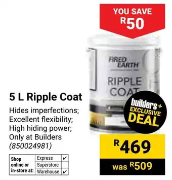 Builders Warehouse Fired Earth Ripple Coat offer
