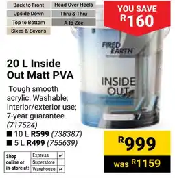 Builders Warehouse Fired Earth Inside Out Matt PVA offer