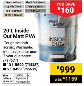 Builders Warehouse Fired Earth Inside Out Matt PVA offer
