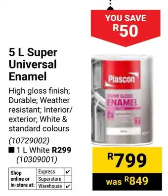 Builders Warehouse Plascon Super Universal Enamel offer