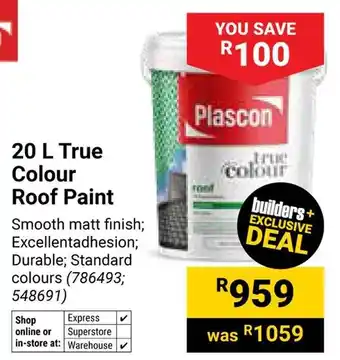 Builders Warehouse Plascon True Colour Roof Paint offer