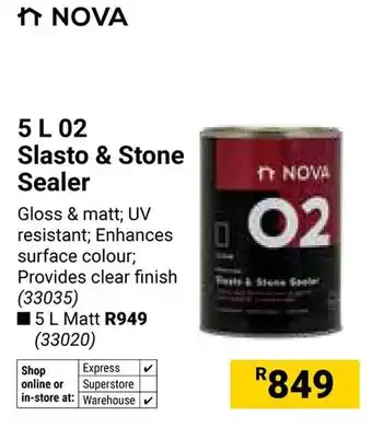 Builders Warehouse Nova 02 Slasto & Stone Sealer offer
