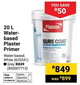 Builders Warehouse Plascon Water-based Plaster Primer offer