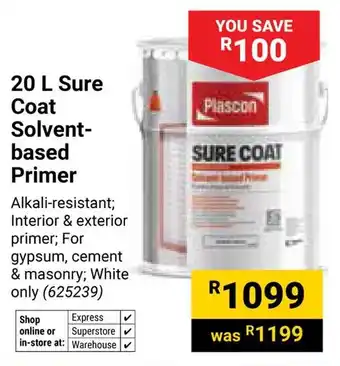 Builders Warehouse Plascon Sure Coat Solvent-based Primer offer