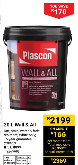 Builders Warehouse Plascon Wall & All offer