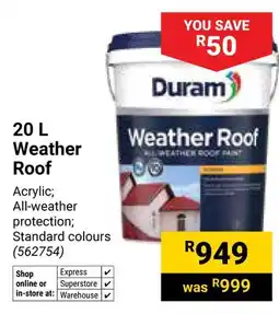 Builders Warehouse Duram Weather Roof offer