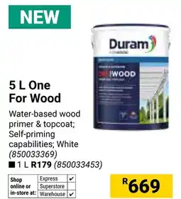 Builders Warehouse Duram One For Wood offer