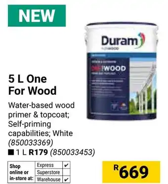 Builders Warehouse Duram One For Wood offer