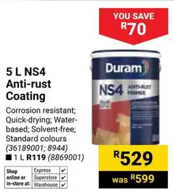 Builders Warehouse Duram NS4 Anti-rust Coating offer