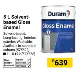 Builders Warehouse Duram Solvent-based Gloss Enamel offer