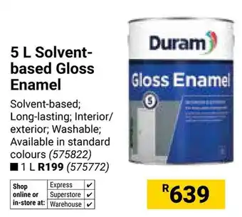 Builders Warehouse Duram Solvent-based Gloss Enamel offer