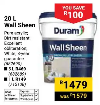 Builders Warehouse Duram Wall Sheen offer