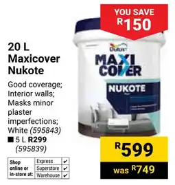 Builders Warehouse Dulux Maxicover Nukote offer