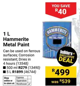 Builders Warehouse Hammerite Metal Paint offer