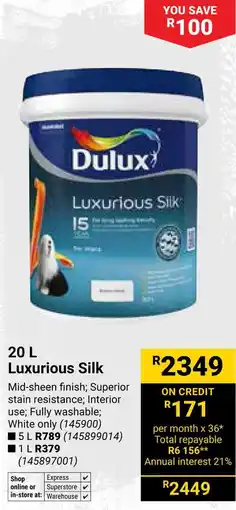 Builders Warehouse Dulux Luxurious Silk offer