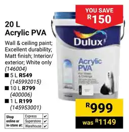 Builders Warehouse Dulux Acrylic PVA offer