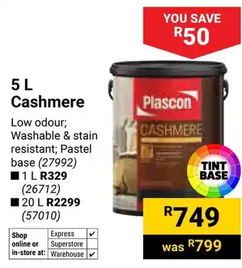 Builders Warehouse Plascon Cashmere offer