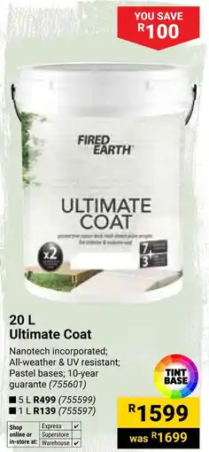 Builders Warehouse Fired Earth Ultimate Coat offer