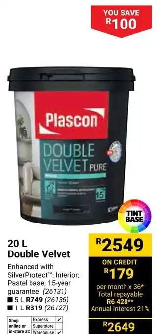 Builders Warehouse Plascon Double Velvet offer