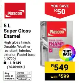 Builders Warehouse Plascon Super Gloss Enamel offer