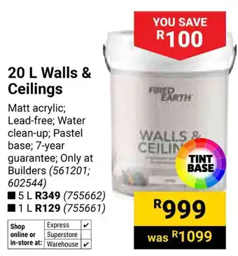 Builders Warehouse Fired Earth Walls & Ceilings offer