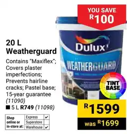 Builders Warehouse Dulux Weatherguard offer