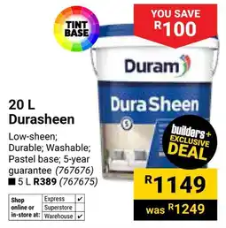 Builders Warehouse Duram Durasheen offer