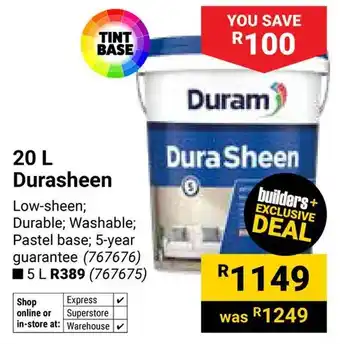 Builders Warehouse Duram Durasheen offer
