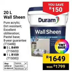Builders Warehouse Duram Wall Sheen offer