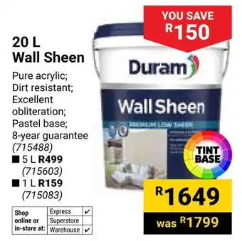 Builders Warehouse Duram Wall Sheen offer