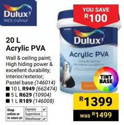Builders Warehouse Dulux Acrylic PVA offer