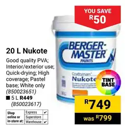Builders Warehouse Bergermaster Nukote offer