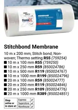 Builders Warehouse Stitchbond Membrane offer