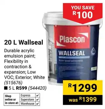 Builders Warehouse Plascon Wallseal offer