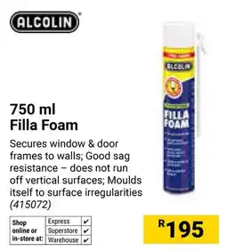 Builders Warehouse Alcolin Filla Foam offer