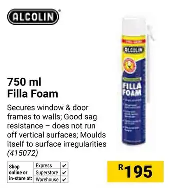 Builders Warehouse Alcolin Filla Foam offer
