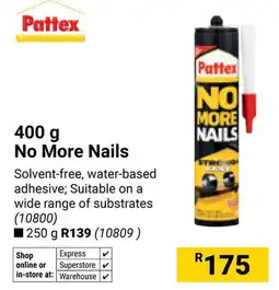 Builders Warehouse Pattex No More Nails offer