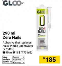 Builders Warehouse Gloo It Zero Nails offer