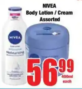 Boxer NIVEA Body Lotion/ Cream Assorted offer