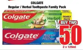 Boxer COLGATE Regular/ Herbal Toothpaste Family Pack offer