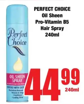 Boxer PERFECT CHOICE Oil Sheen Pro-Vitamin B5 Hair Spray offer