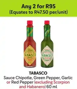 Makro TABASCO Sauce Chipotle, Green Pepper, Garlic or Red Pepper offer