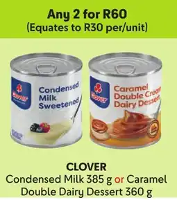 Makro CLOVER Condensed Milk or Caramel Double Dairy Dessert offer