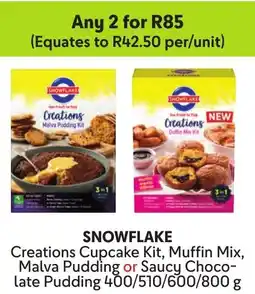 Makro SNOWFLAKE Creations Cupcake Kit, Muffin Mix, Malva Pudding or Saucy Chocolate Pudding offer