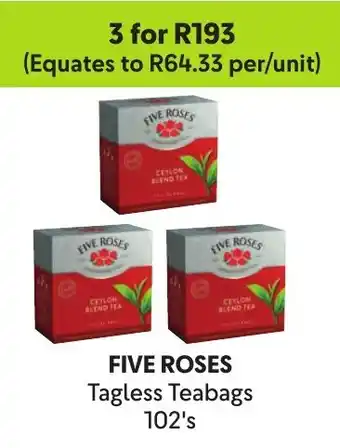 Makro FIVE ROSES Tagless Teabags offer