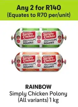 Makro RAINBOW Simply Chicken Polony offer