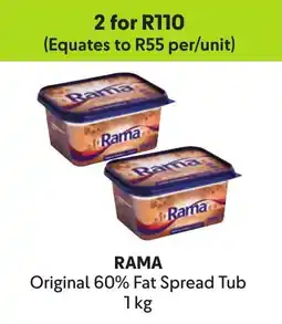 Makro RAMA Original 60% Fat Spread Tub offer