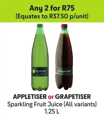 Makro APPLETISER or GRAPETISER Sparkling Fruit Juice offer