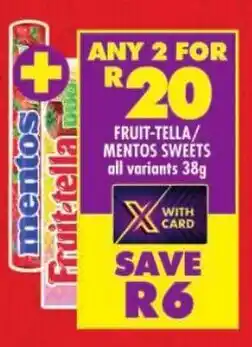 Shoprite Fruit-tella/ mentos sweets offer